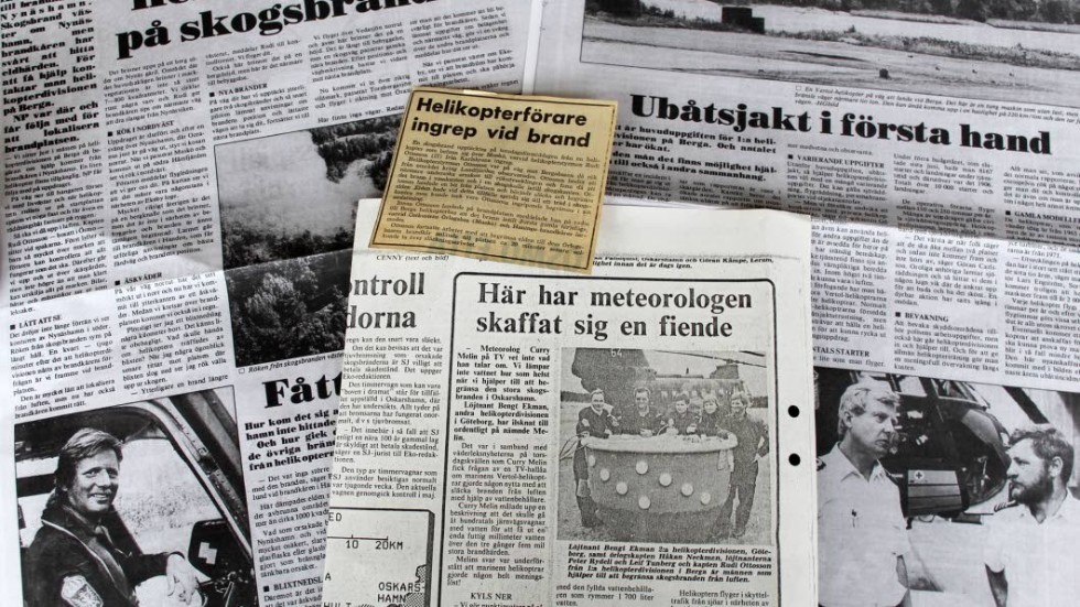 Rudi Ottosson visar gamla reportage och tidningsurklipp från 80-talet.