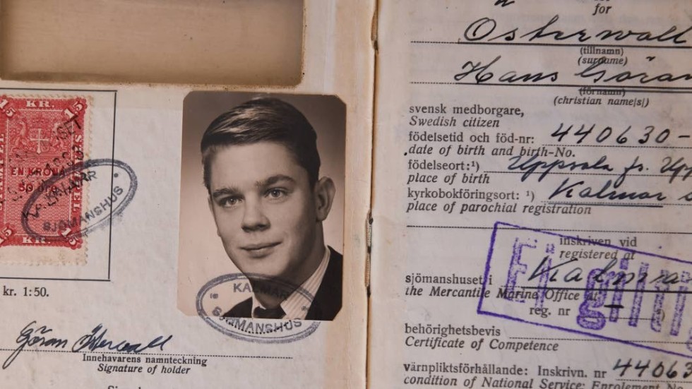 Här är Göran 19 år och har fått sin första sjöfartsbok. Året är 1963.