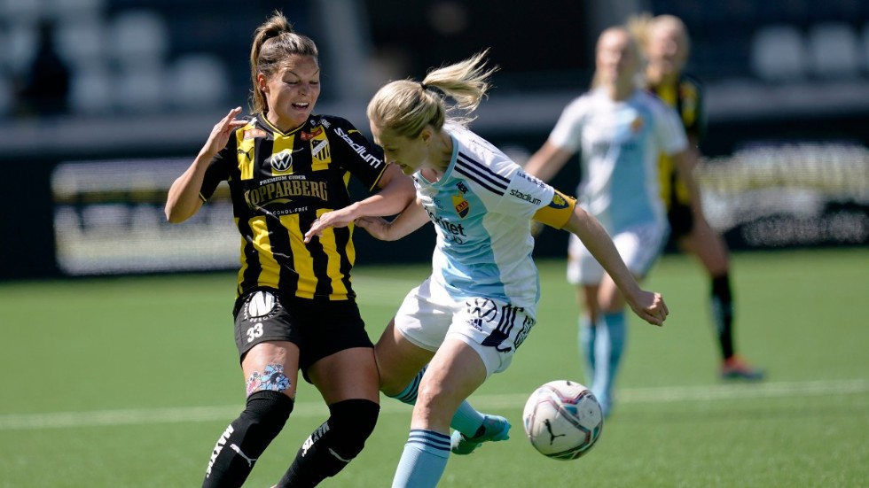 Häckens Johanna Rytting Kaneryd, till vänster, var besviken efter 0–0.
