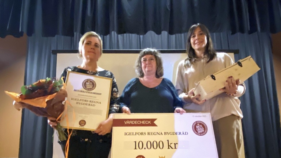 De tog emot priset i den nya östgötska utmärkelsen "Årets lokala utvecklingsgrupp Östergötland": Anna Vilidu, Åsa Alldén och Alice Lewy.