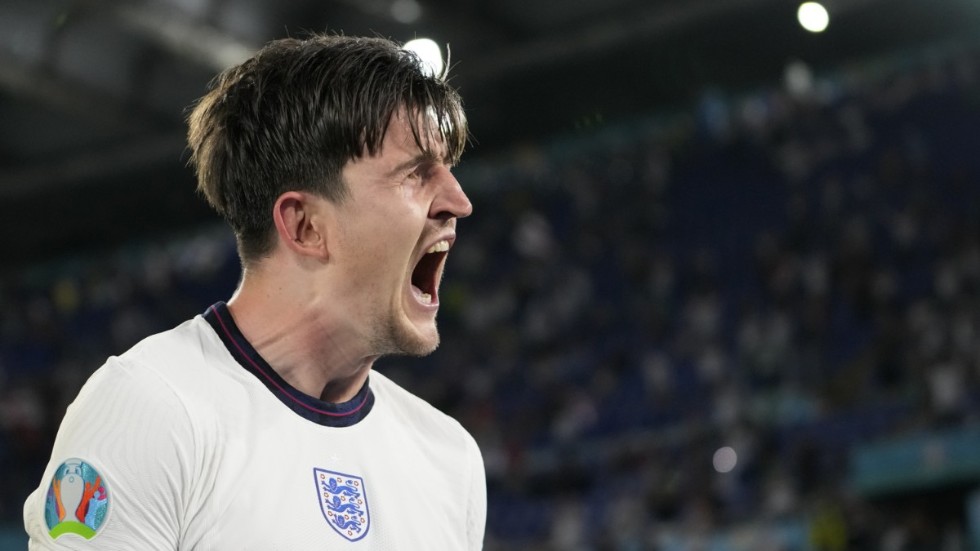 Harry Maguire efter att ha nickat in 2–0-målet.