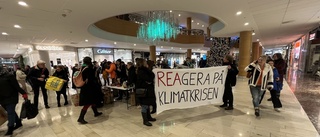 De protesterade mot Black Friday med gratis loppis och kaffe – mitt i köpcentrumet · Polisen: "De får hålla på"