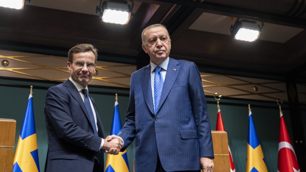 Statsminister Ulf Kristersson (M) och Turkiets president Recep Tayyip Erdogan under ett besök i Ankara i november förra året. Arkivbild.