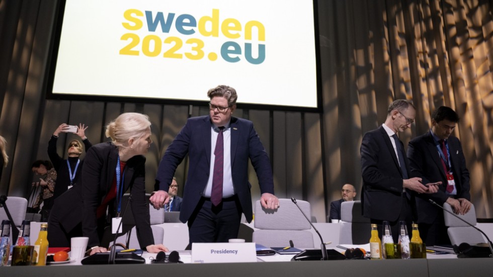 Sveriges justitieminister Gunnar Strömmer (M) under den andra dagen av informella möten i EU:s ministerråd på Arlanda stad.