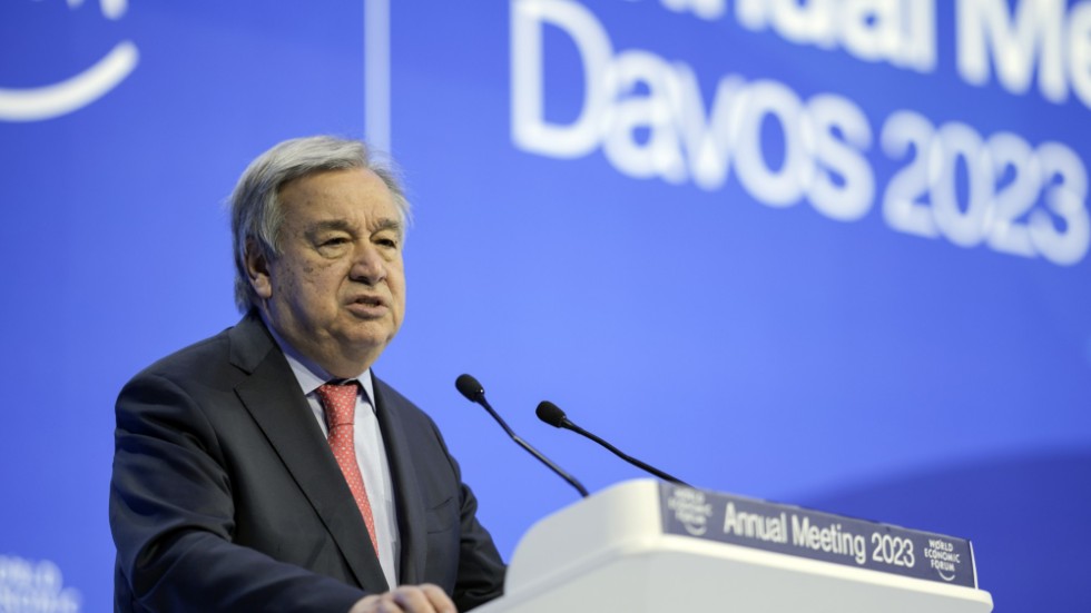 FN:s generalsekreterare António Guterres i Davos, Schweiz.