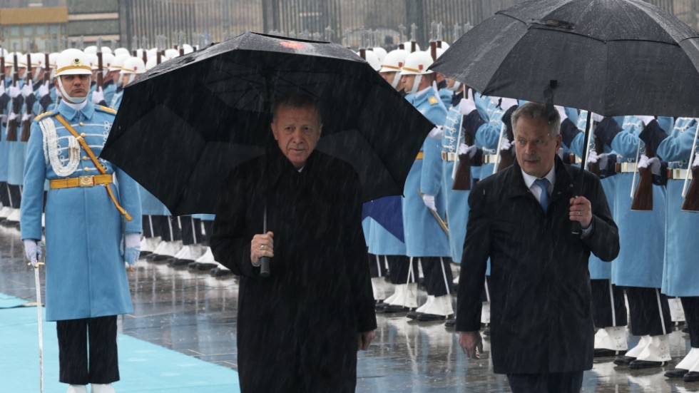 Turkiets president Recep Tayyip Erdogan, till vänster, och Finlands president Sauli Niinistö i Ankara.