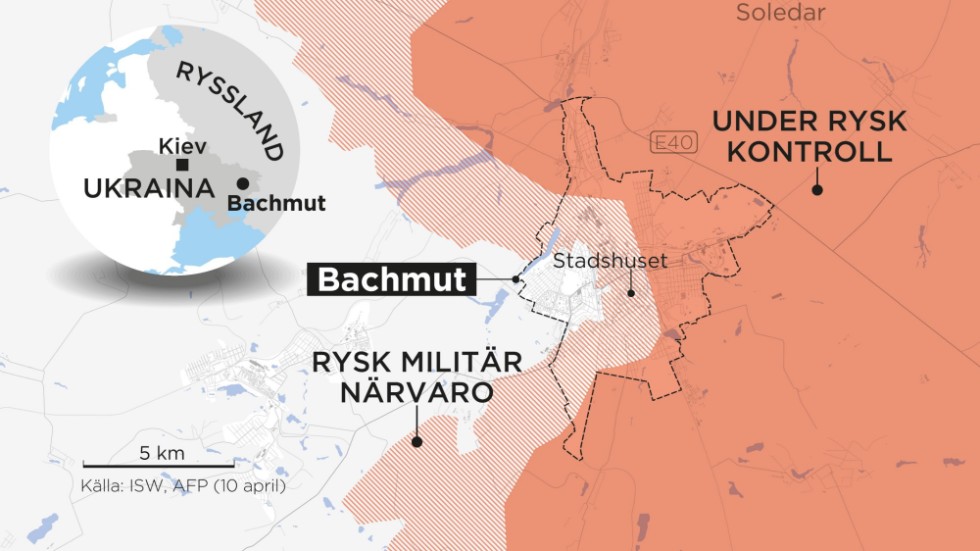 Områden under rysk kontroll och rysk militär närvaro den 10 april.