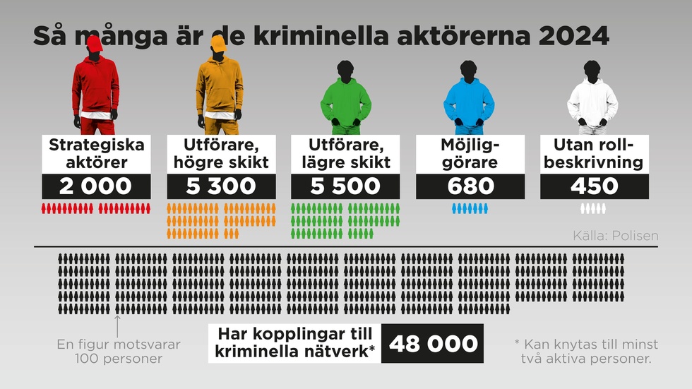Antal aktiva kriminella aktörer efter kategori 2024.