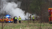 Brand i nedgången husvagn på Himmelstalundscampingen