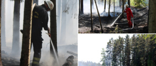 Skogsbrand utanför Rumskulla – upptäcktes av brandflyget