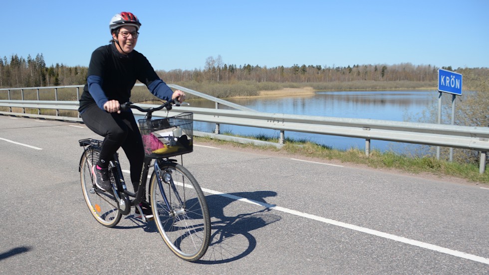 Anette Berg från Vimmerby var en av de flitiga cyklisterna runt Krön på söndagen.