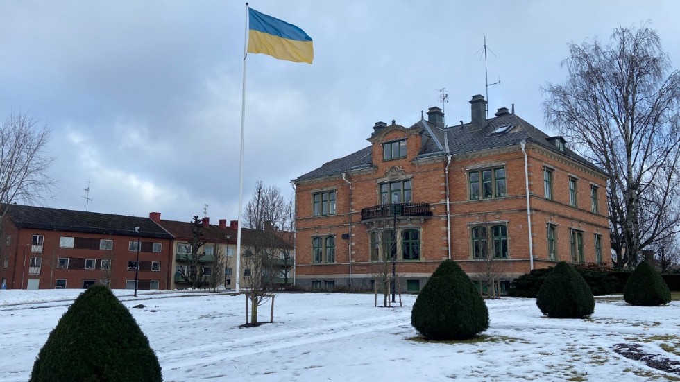 Ukrainas flagga hissades på Gröna kulle under fredagen.