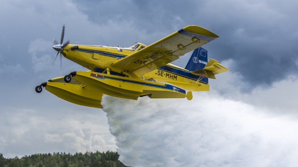 De svenska brandbekämpningsflygen deltar i insatsen i Grekland sedan i lördags.