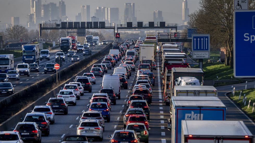 Trafikstockning utanför Frankfurt i Tyskland.