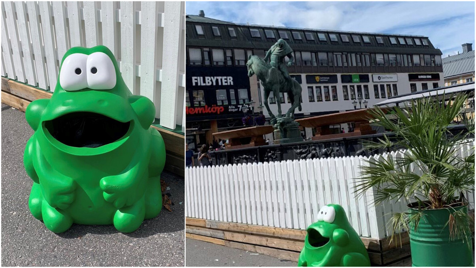 Plastgrodor, staket och kritor för målning på konstverk hör inte hemma på Stora torget, menar insändarskribenten.