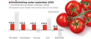 Prissmäll på tomater – laxen allt billigare