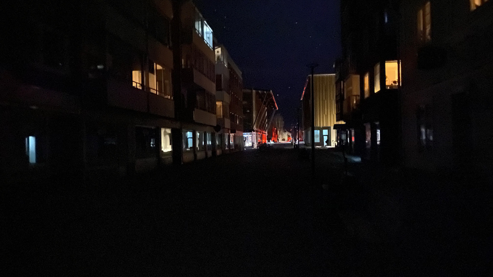 
Power outage in Skellefteå on Thursday.