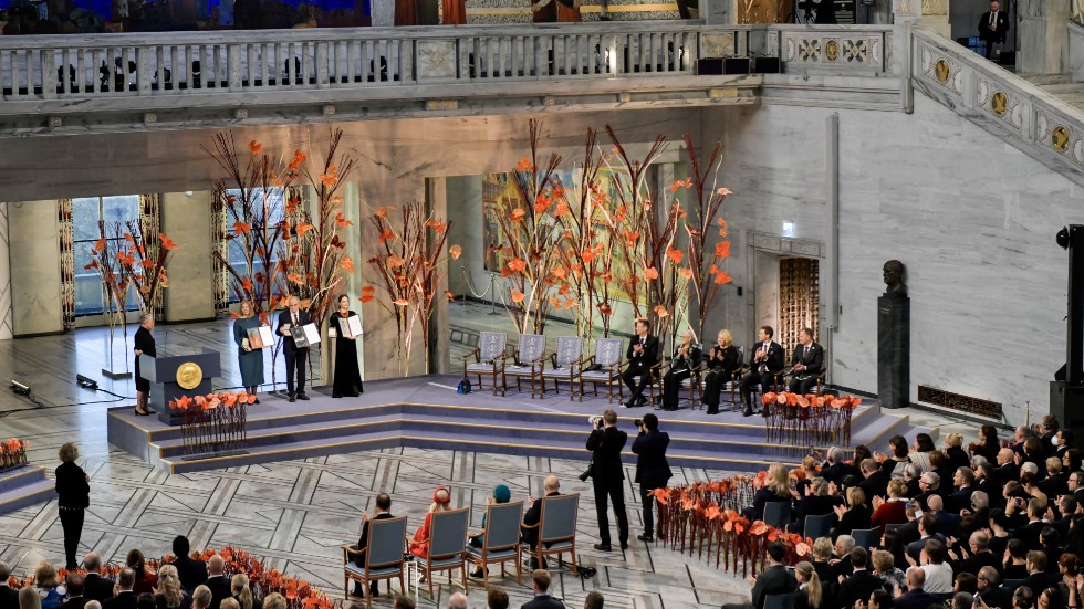 Nobels fredspris delas ut i rådhuset i Oslo. Bilden är från fjolårets prisutdelning.