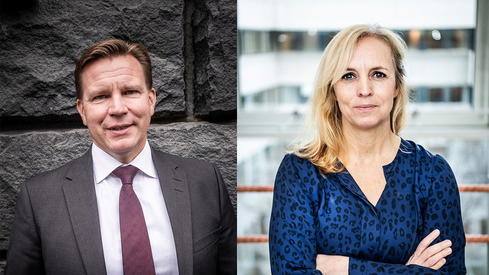 Jens Magnusson, chefsekonom på SEB och Alexandra Stråberg, chefsekonom på Länsförsäkringar. Arkivbild.