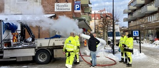 Rökmoln spreds i centrum när avlopp åtgärdades