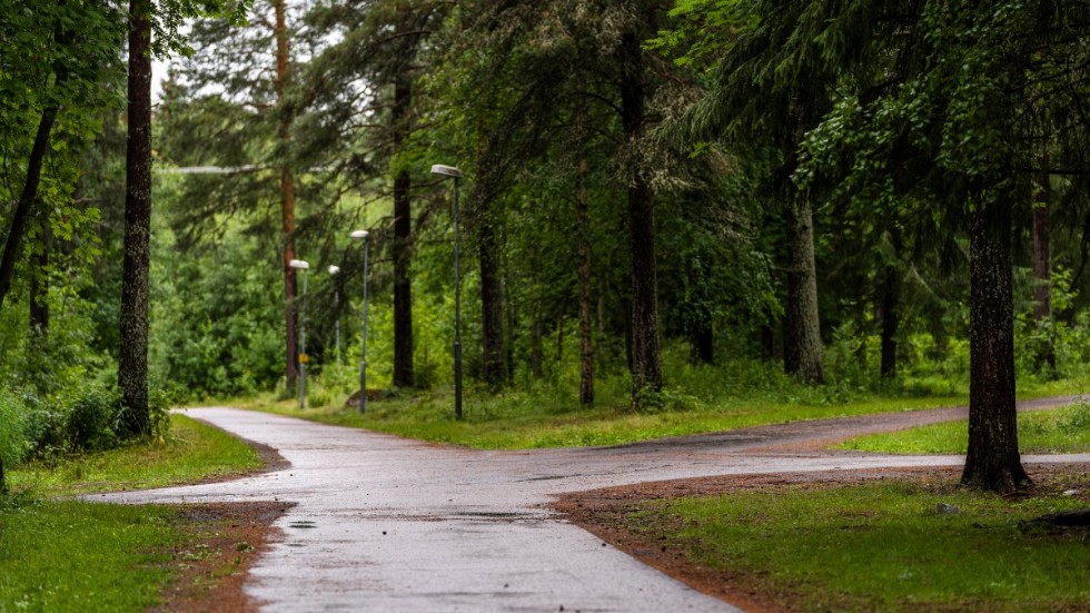 En cykelväg i Morö Backe i Skellefteå, där en minderårig flicka i somras överfölls och utsattes en grov våldtäkt och mordförsök. Arkivbild.