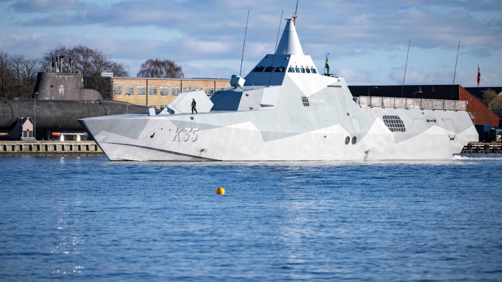 Den svenska korvetten HMS Karlstad. Arkivbild.