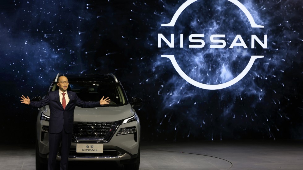 Nissan presenterar en av de nya modellerna i samband med bilmässan i Shanghai förra året. Arkivbild.