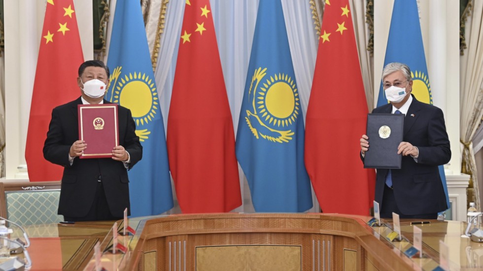 Xi Jinping och Kassym-Jomart Tokajev vid toppmötet i september.