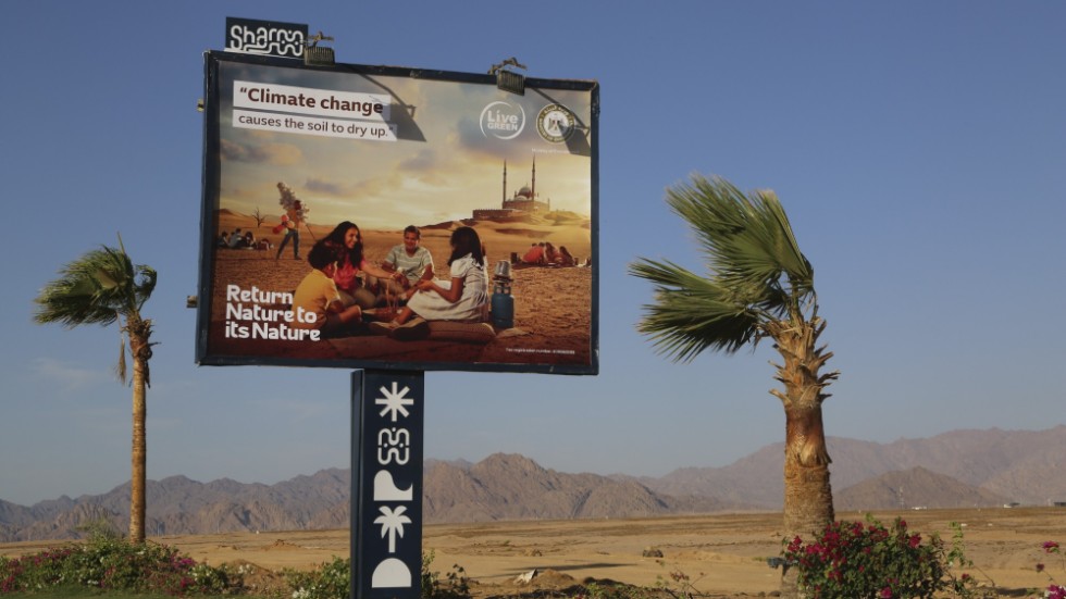 Reklam för klimatmötet COP27 i Egypten.