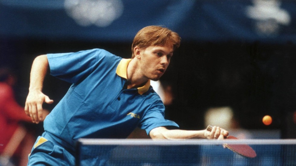 Mikael Appelgren, bordtennisstjärnan, under OS i Barcelona 1992.