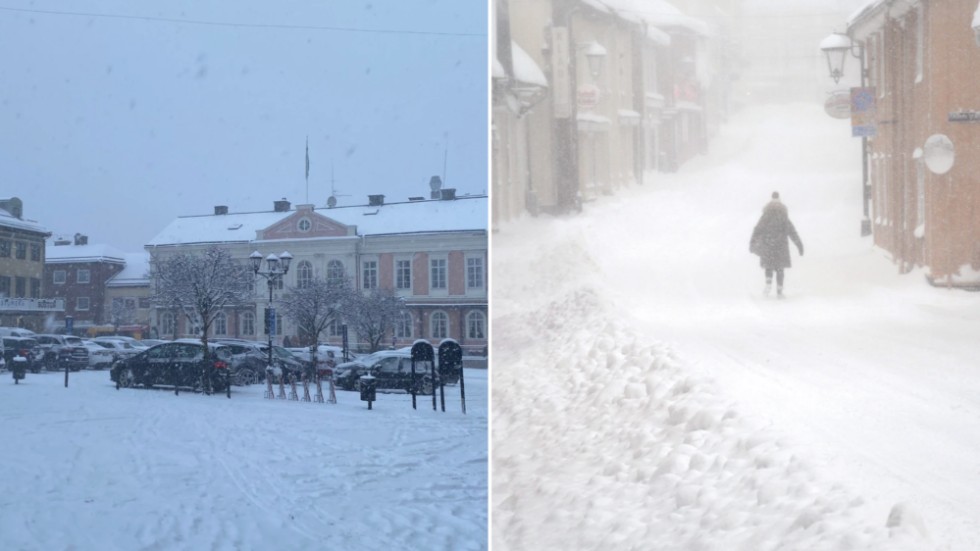 Stora mängder snö väntas falla i Vimmerby och Hultsfred under onsdagen.