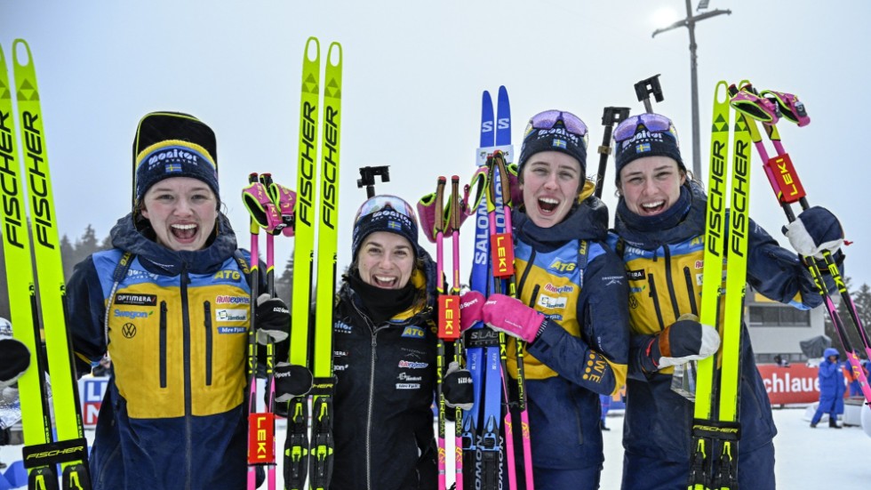 Sveriges bronslag i VM-stafetten tog åttonde medaljen för Sverige i VM i Oberhof: Linn Persson, Anna Magnusson, Elvira Öberg och Hanna Öberg.