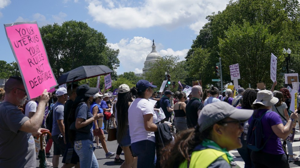 Abortfrågan är omdiskuterad i USA. Bilden togs i juni i fjol, då både abortmotståndare och förespråkare samlades i huvudstaden Washington DC.
