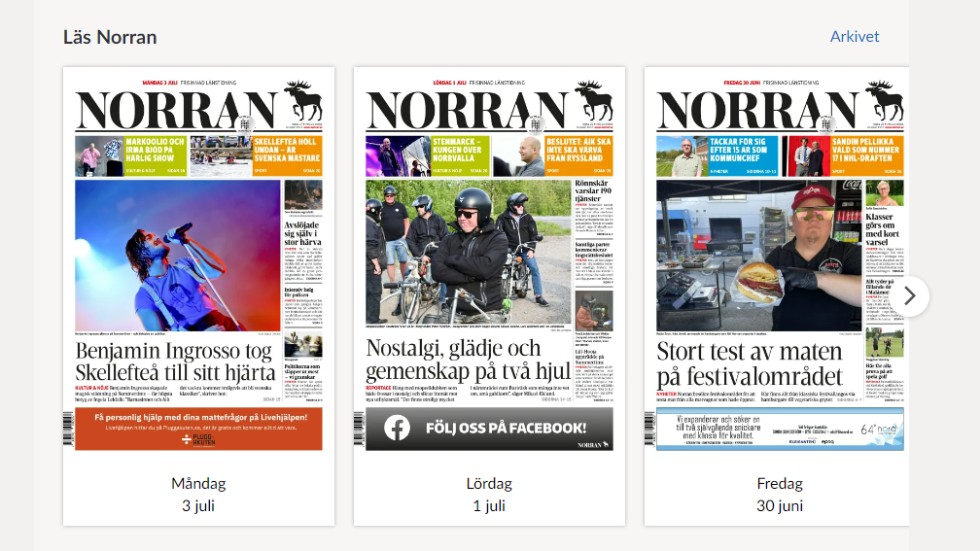 Det är problem med utdelningen av papperstidningen. Vi på Norran har därför valt att låsa upp e-tidningen. Längst ner i artikeln hittar du en länk till e-Norran.