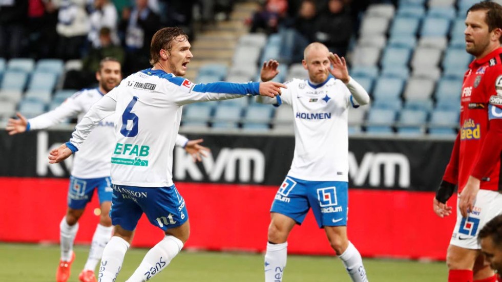 Linus Wahlqvist och Daniel Sjölund efter 1-1.