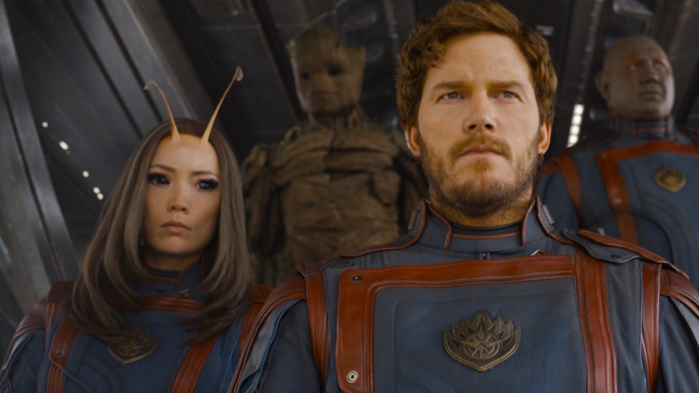 Tredje filmen med Peter Quill (Chris Pratt) och de andra i Guardians of Galaxy-gänget. Pressbild.