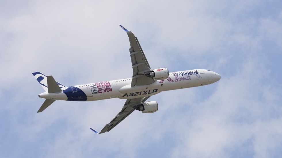 En Airbus av modell A321 som visades upp i samband med veckans flygshow i Paris.