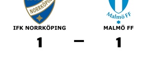 Oavgjort för IFK Norrköping hemma mot Malmö FF
