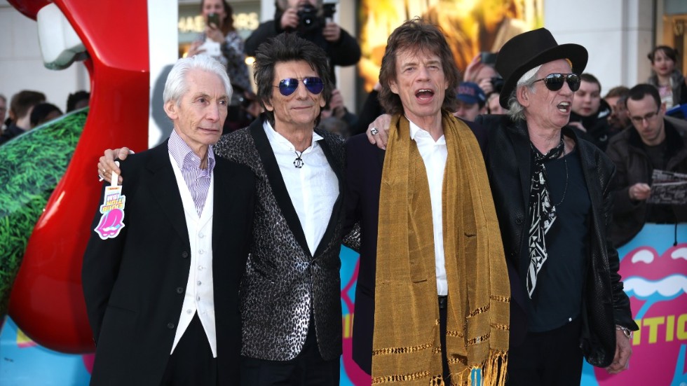 Charlie Watts, Ronnie Wood, Mick Jagger och Keith Richards i London 2016. Arkivbild.