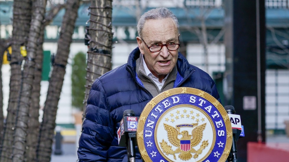 Senatens blivande majoritetsledare, demokraten Chuck Schumer, fotograferad i sin hemstad New York.