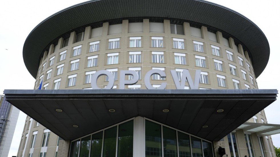 Fyra ryska medborgare beläggs med sanktioner för att ha försökt bryta sig in i nätverket hos Organisationen för förbud mot kemiska vapen i Haag, Nederländerna. Arkivbild.
