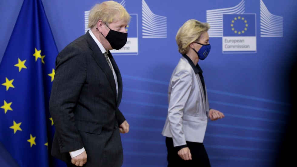 Storbritanniens premiärminister Boris Johnson och EU-kommissionens ordförande Ursula von der Leyen fotograferade tidigare i december.