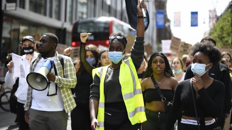Den 21 juni hölls en protestmarsch arrangerad av Black Lives Matter i London. Arkivbild.