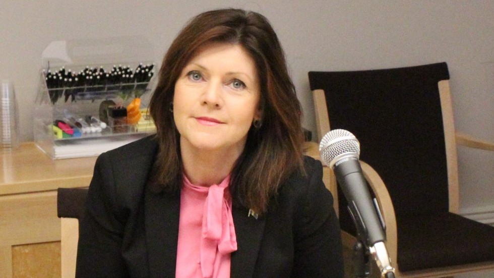 Eva Nordmark är arbetsmarknadsminister sedan 1, 5 år ungefär. (Här fotad då hon gästade podden Widar Möter). 