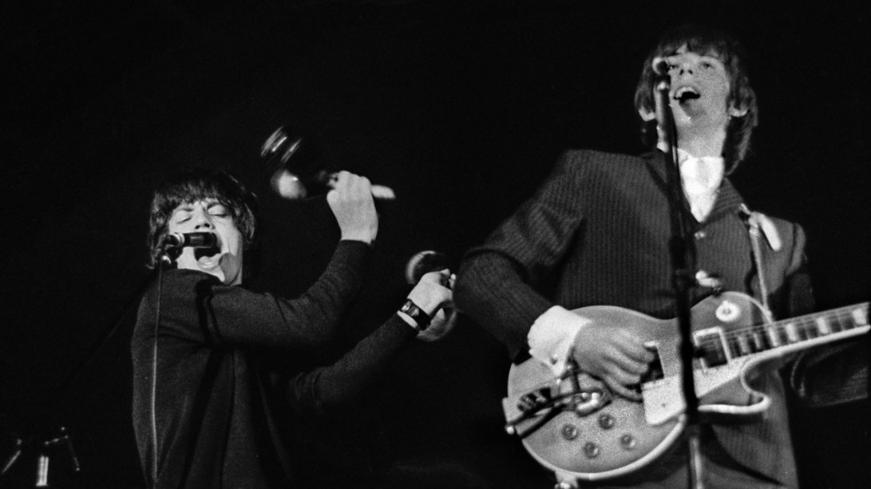 Rolling Stones i Kungliga tennishallen i Stockholm den 1 april 1965. Arkivbild.