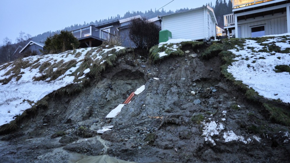 Jordskred i Bergslia i Norge i januari i fjol.