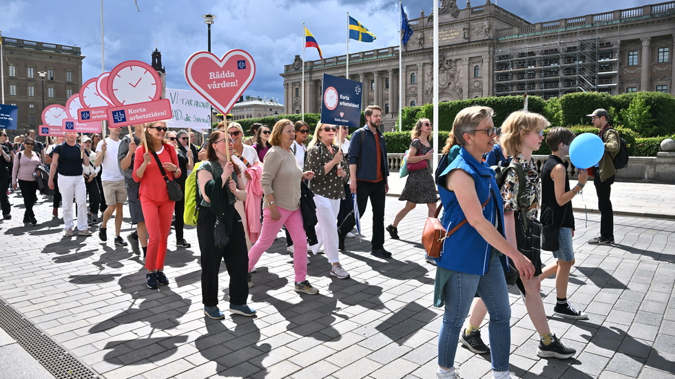 Vårdförbundet höll en manifestation i Stockholm under onsdagen.