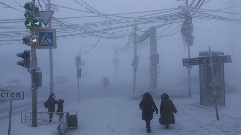 Bild från Jakutsk i januari, då det var 47 minusgrader där.