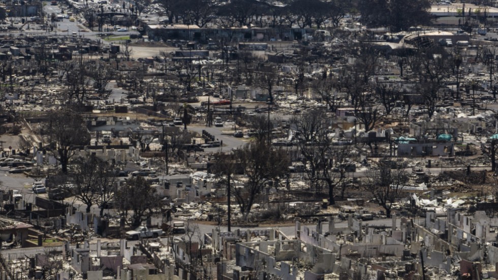 I den svårt brandhärjade staden Lahaina har runt 2|200 byggnader förstörts. Arkivbild.