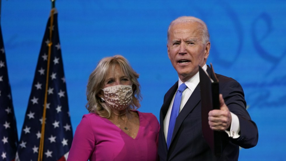 USA:s blivande presidentpar Jill och Joe Biden. Arkivbild.